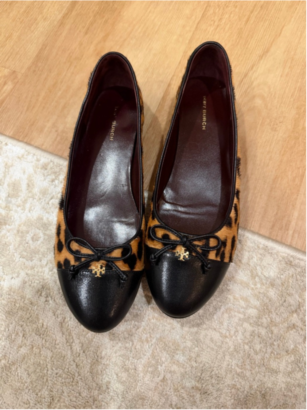 Tory Burch Flats, Size 7.5 Leopard Print & Black